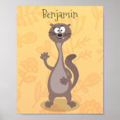 Funny Weasel Cartoon Illustration Poster (Vorne)