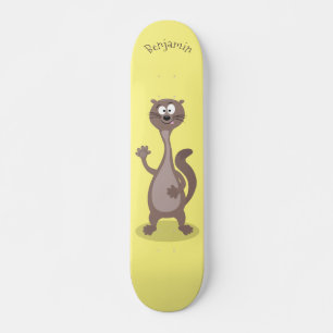 Funny Weasel Cartoon Illustration Skateboard