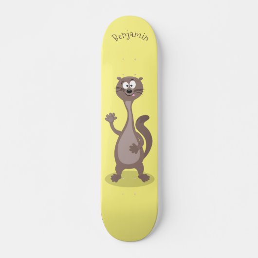 Funny Weasel Cartoon Illustration Skateboard (Vorne)