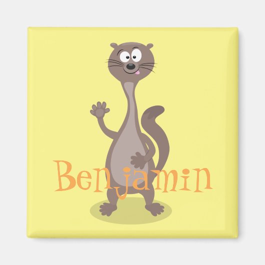 Funny weasel Cartoon Illustration Sprichwort hallo Magnet (Vorne)