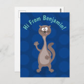 Funny weasel Cartoon Illustration Sprichwort hallo Postkarte (Vorne/Hinten)