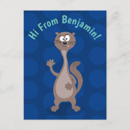 Funny weasel Cartoon Illustration Sprichwort hallo Postkarte