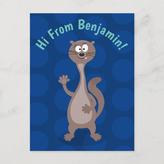 Funny weasel Cartoon Illustration Sprichwort hallo Postkarte (Vorderseite)