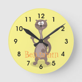 Funny weasel Cartoon Illustration Sprichwort hallo Runde Wanduhr