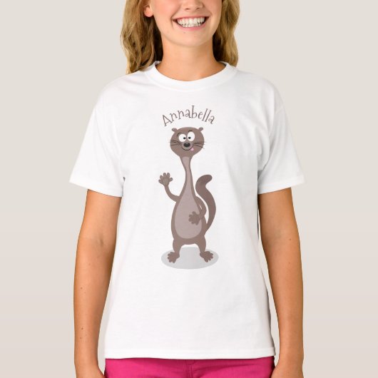 Funny Weasel Cartoon Illustration T-Shirt (Vorderseite)