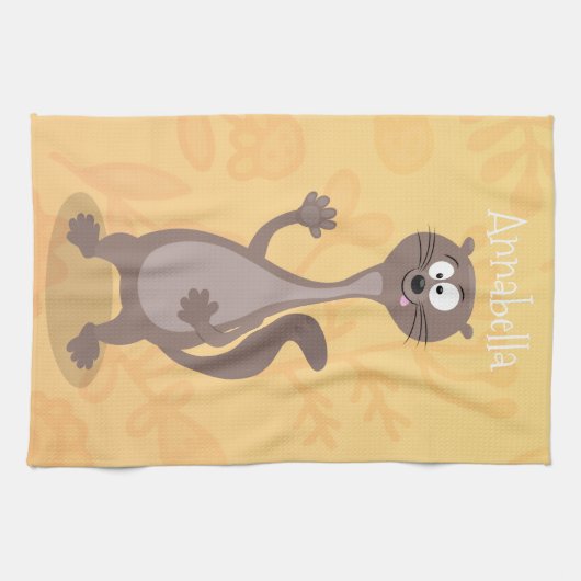 Funny weasel schwellender Cartoon Geschirrtuch (Horizontal)