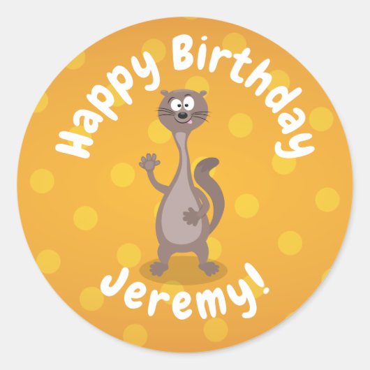 Funny weasel schwellender Cartoon Runder Aufkleber (Vorderseite)