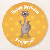 Funny weasel schwellender Cartoon Runder Pappuntersetzer (Vorderseite)