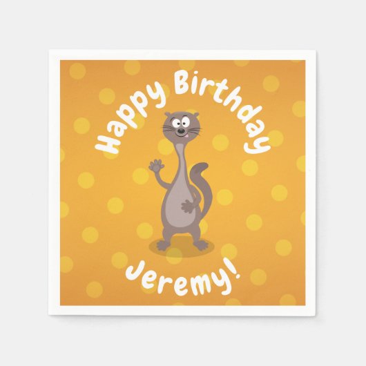 Funny weasel schwellender Cartoon Serviette (Vorderseite)