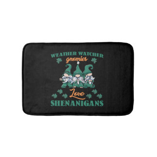 Funny Weather Watcher Gnomies St. Patrick's Day Badematte