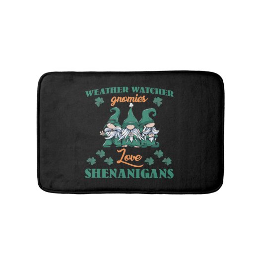 Funny Weather Watcher Gnomies St. Patrick's Day Badematte (Vorderseite)