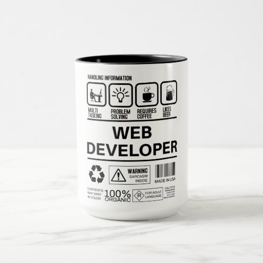Funny Web Developer Handling Information Tasse (Zentrum)