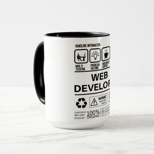 Funny Web Developer Handling Information Tasse (Vorderseite Links)