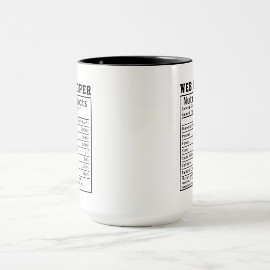 Funny Web Developer Nutrition Facts Coding Life  Tasse (Zentrum)