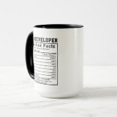 Funny Web Developer Nutrition Facts Coding Life Tasse (Vorderseite Links)
