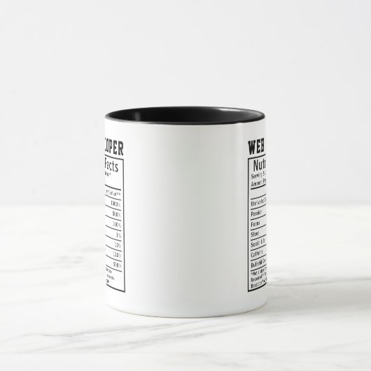 Funny Web Developer Nutrition Facts Coding Life  Tasse (Zentrum)