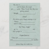 Funny Wedding Advice, Kommentar Hinweiskarte (Rückseite)