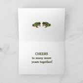 Funny Wedding Anniversary Frog Couple Pink Lilies Karte (Innenseite)