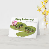 Funny Wedding Anniversary Frog Couple Pink Lilies Karte (Gelbe Blume)