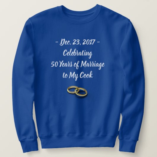 Funny Wedding Anniversary Men's Customizable Blue Sweatshirt (Design vorne)