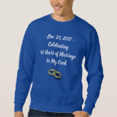 Funny Wedding Anniversary Men's Customizable Blue Sweatshirt (Vorderseite)