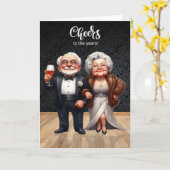 Funny Wedding Anniversary Old Couple Cheers Karte (Gelbe Blume)