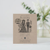 Funny Wedding Cartoon Bride Groom Handgezeichnet (Stehend Vorderseite)