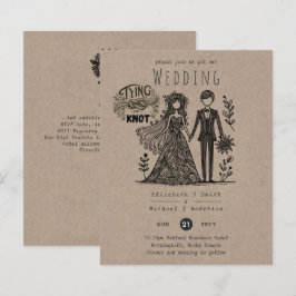 Funny Wedding Cartoon Bride Groom Handgezeichnet