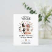 Funny Wedding Cartoon Bride Groom Handgezeichnet (Stehend Vorderseite)