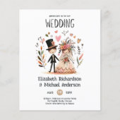 Funny Wedding Cartoon Bride Groom Handgezeichnet (Vorderseite)