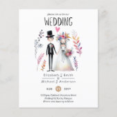 Funny Wedding Cartoon Bride Groom Handgezeichnet (Vorderseite)