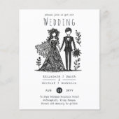 Funny Wedding Cartoon Bride Groom Handgezeichnet (Vorderseite)