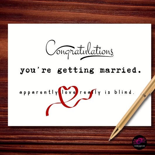 Funny Wedding Congratulations Love Is Blind Joke Karte