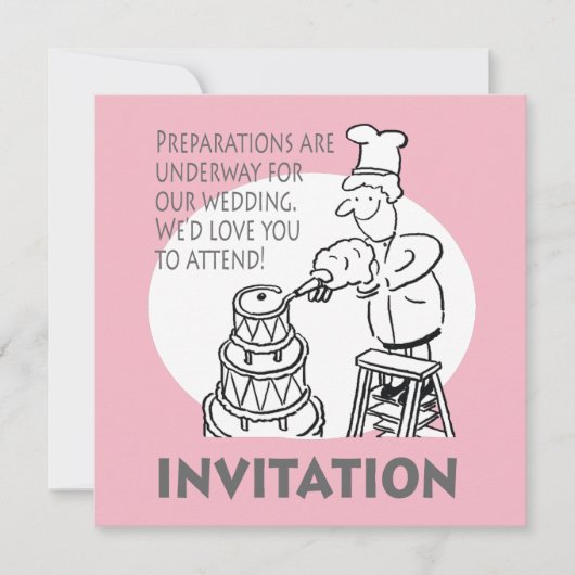 Funny Wedding Einladung mit Riesenkuchen (Vorderseite)