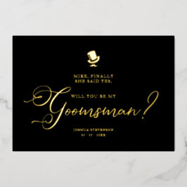 Funny Wedding Groomsman Minimalist Proposal Card Folieneinladung