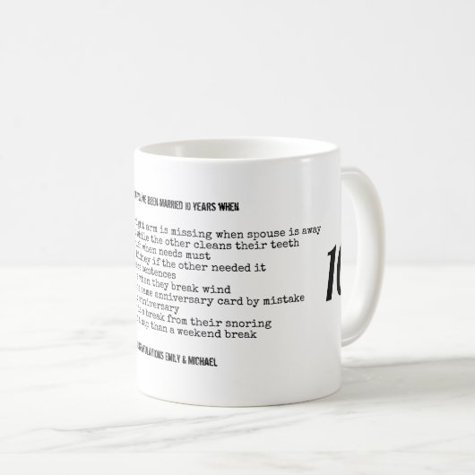 FUNNY Wedding JAHRE Personalisiert Kaffeetasse (VorderseiteRechts)