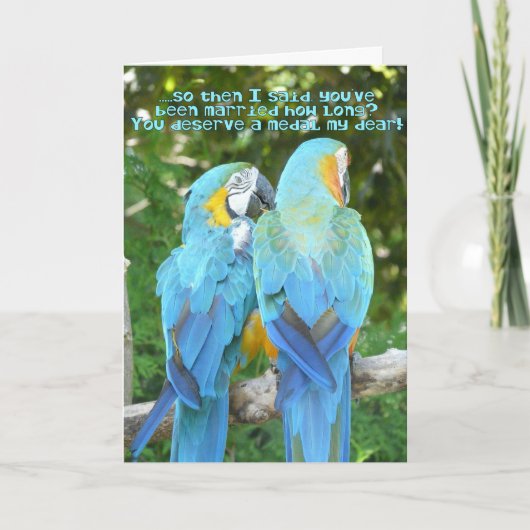 Funny Wedding Jubiläum!-Blue Parrot Spaß Karte (Vorderseite)