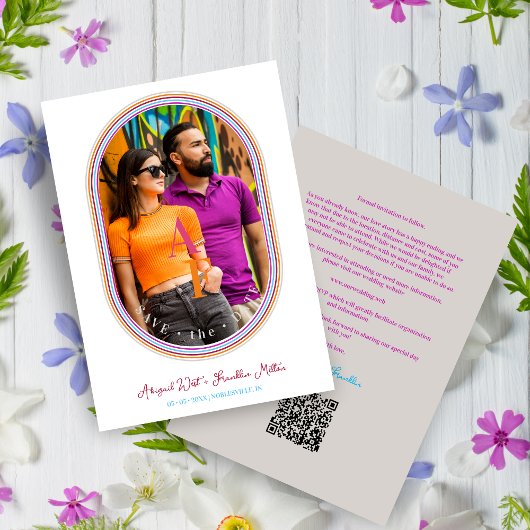 Funny Wedding Modern Oval Multicfarben Minimalisti Save The Date