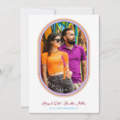 Funny Wedding Modern Oval Multicfarben Minimalisti Save The Date (Vorderseite)