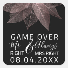 Funny Wedding Mr. Richtig immer Mrs Right Game Ove Quadratischer Aufkleber