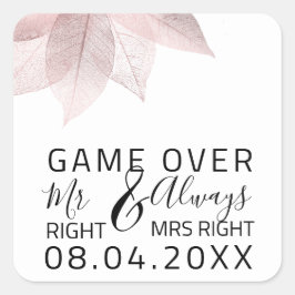 Funny Wedding Mr. Richtig immer Mrs Right Game Ove Quadratischer Aufkleber