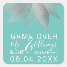 Funny Wedding Mr. Richtig immer Mrs Right Game Ove Quadratischer Aufkleber