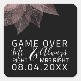 Funny Wedding Mr. Richtig immer Mrs Right Game Ove Quadratischer Aufkleber
