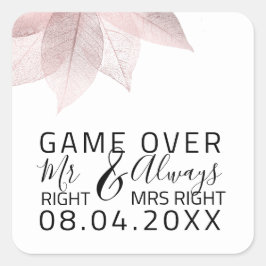 Funny Wedding Mr. Richtig immer Mrs Right Game Ove Quadratischer Aufkleber