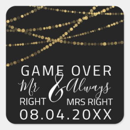 Funny Wedding Mr. Richtig immer Mrs Right Game Ove Quadratischer Aufkleber