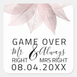 Funny Wedding Mr. Richtig immer Mrs Right Game Ove Quadratischer Aufkleber