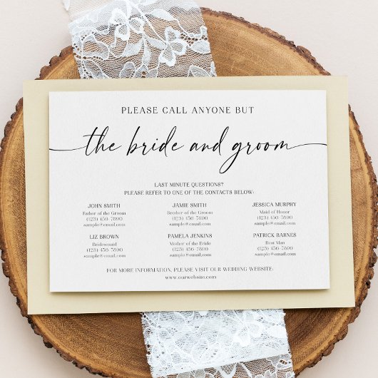 Funny Wedding Phone Numbers Kontaktkarte Begleitkarte
