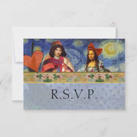 Funny Wedding RSVP Baroque Verziert Figurative (Vorderseite)