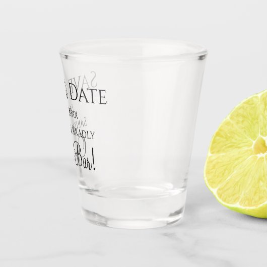 Funny Wedding Save the Date Black Open Bar Schnapsglas (Rechts)