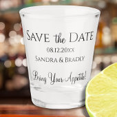 Funny Wedding Save the Date Schwarz-weiß Typografy Schnapsglas
